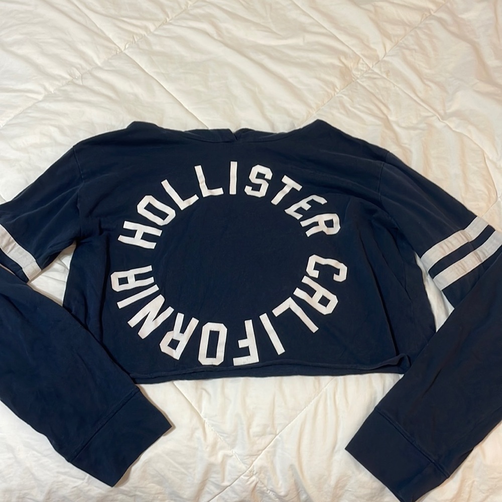 Blue Long Sleeve Crop Top